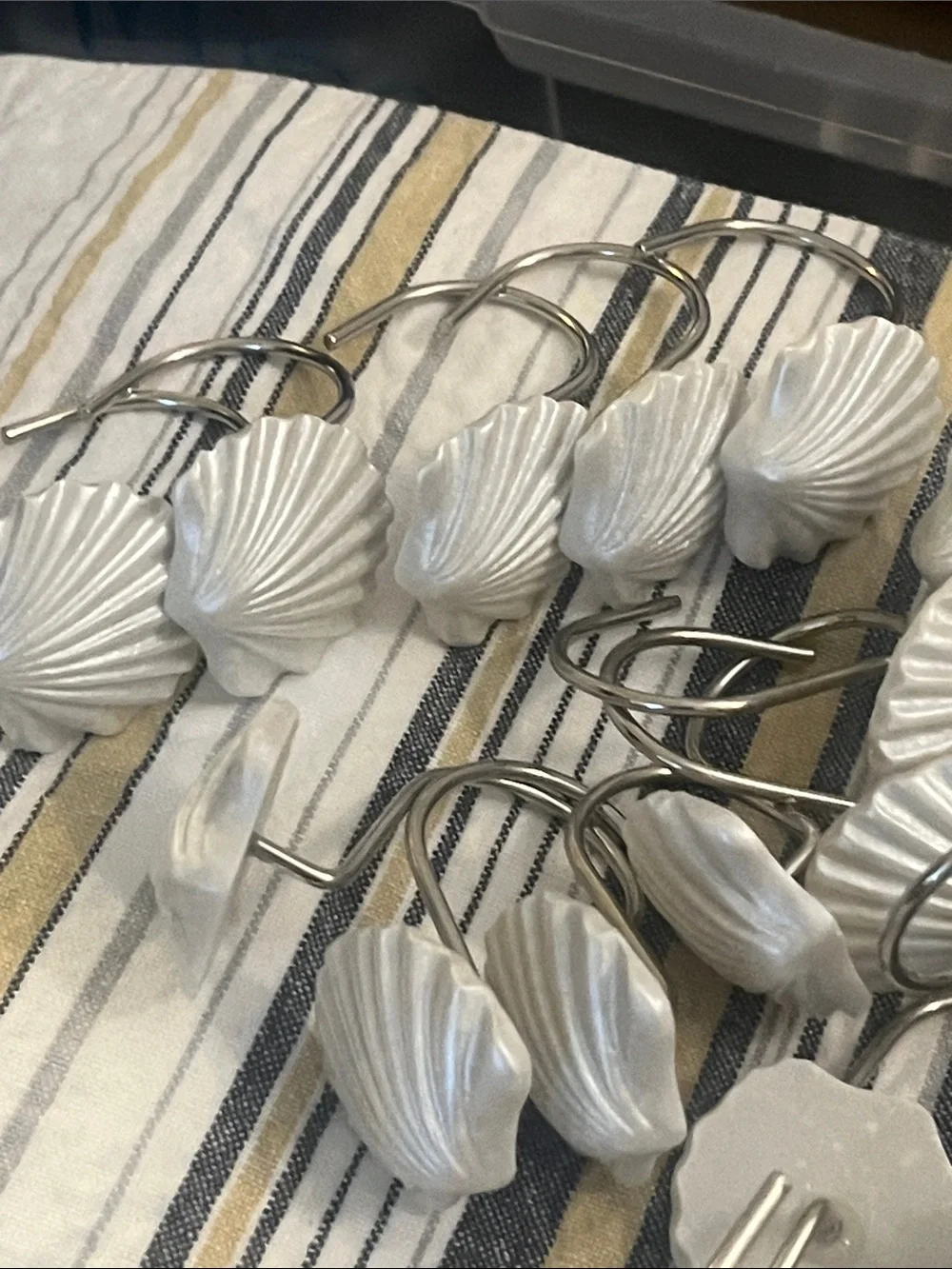 Pearl White Shell Shower Curtain Hooks Set of 22 #153